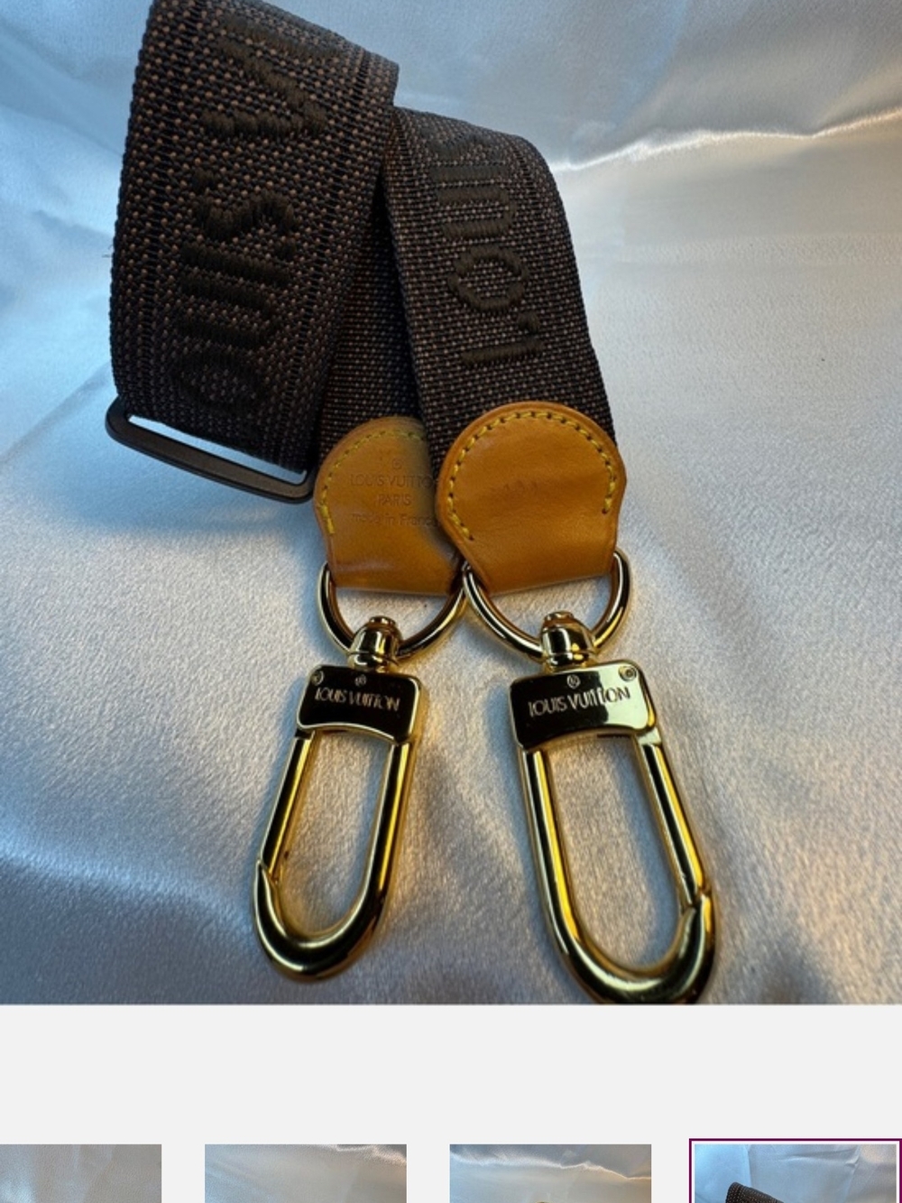 Louis Vuitton Brown Canvas Shoulder Strap with Gold Hardware